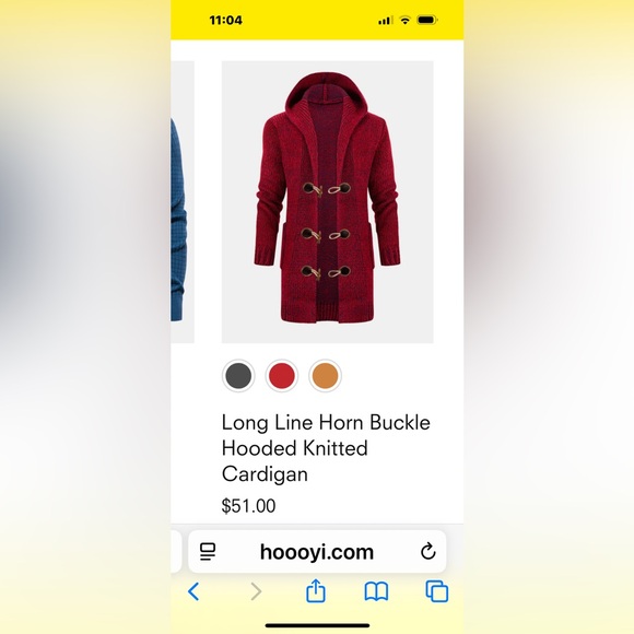 Hoooyi Size L Long Line Horn Buckle Hooded Knitted Cardigan Sweater NWT - Picture 4 of 4